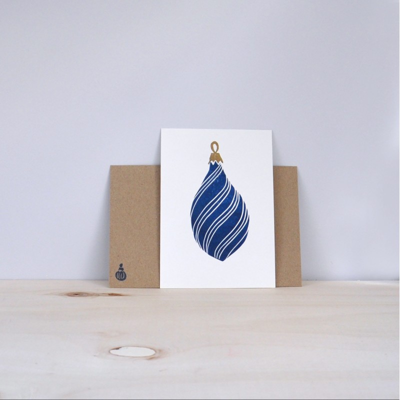 Julia Riffiod - Carte boule de Noël bleue