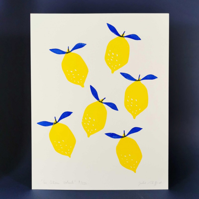 Julia Riffiod - Linogravure Les Citrons