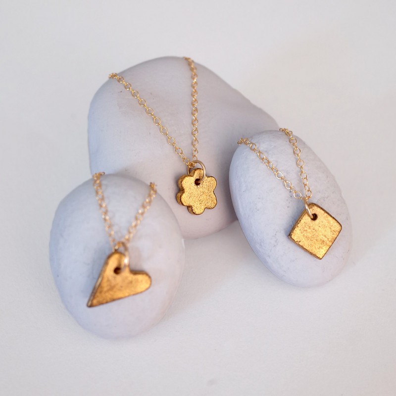 Anne-Lise Pichon - Collier court petites formes vieil or