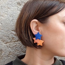 Anne-Lise Pichon - Boucles d'oreilles trio d'étoiles colorées