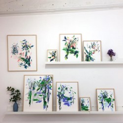 Julia Riffiod - Tirage d'art - Cabane - tons vert et roses - petit format