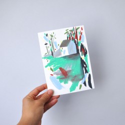 Julia Riffiod - Tirage d'art "Dessin-Cabane" vert petit format