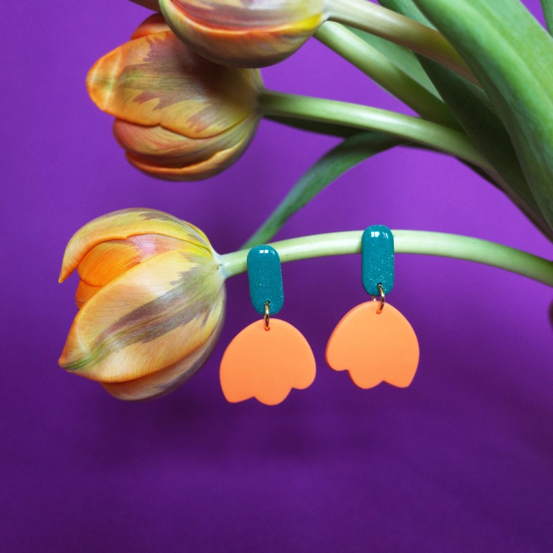 Honeyandmilk - Tulipes Boucles d'oreilles pendantes