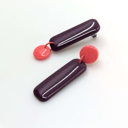 Honeyandmilk - Boucles d'oreilles REVERSO rouge/bordeaux