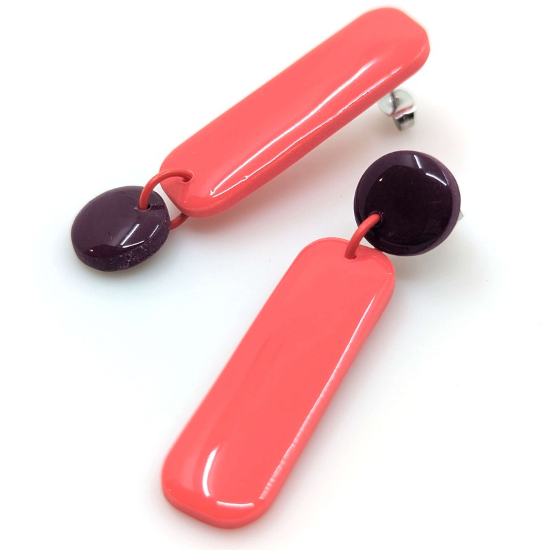 Honeyandmilk - Boucles d'oreilles REVERSO rouge/bordeaux