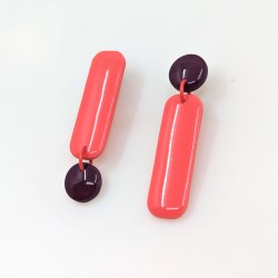 Honeyandmilk - Boucles d'oreilles REVERSO rouge/bordeaux