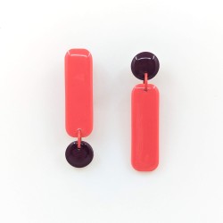 Honeyandmilk - Boucles d'oreilles REVERSO rouge/bordeaux