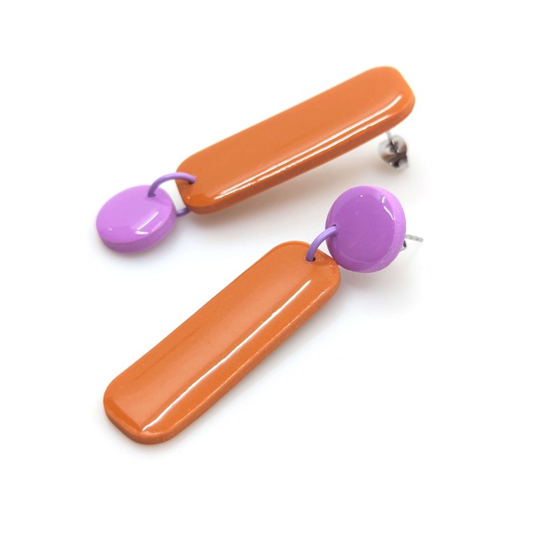 Honeyandmilk - Boucles d'oreilles REVERSO lilas/orange