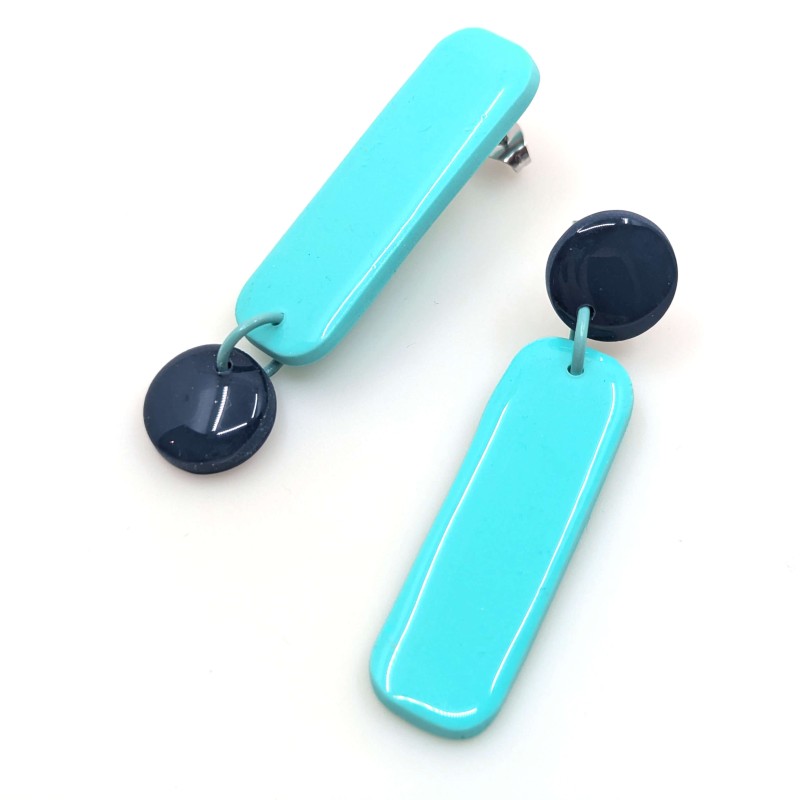 Honeyandmilk - Boucles d'oreilles REVERSO marine/turquoise