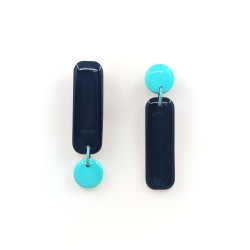 Honeyandmilk - Boucles d'oreilles REVERSO marine/turquoise