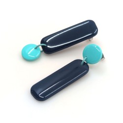 Honeyandmilk - Boucles d'oreilles REVERSO marine/turquoise