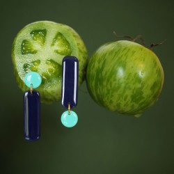 Honeyandmilk - Boucles d'oreilles REVERSO marine/turquoise